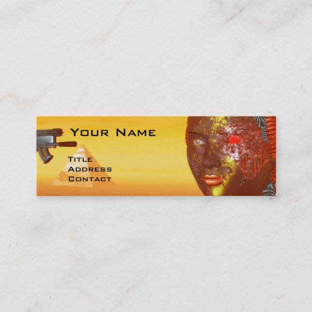 CYBORG ARES IN DESERT OF HYPERION Science Fiction Mini Business Card (Front)