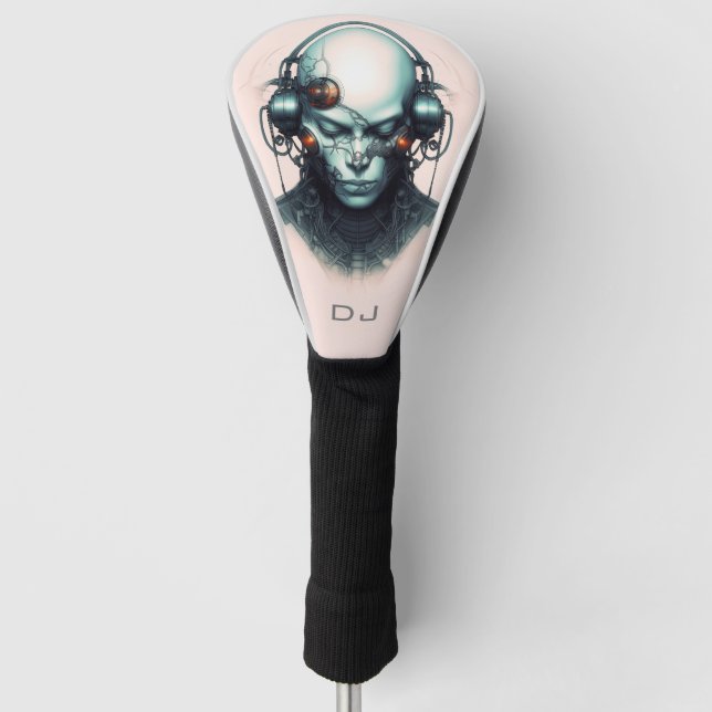 Cyborg Cyberpunk Dj monogram Golf Head Cover (Front)