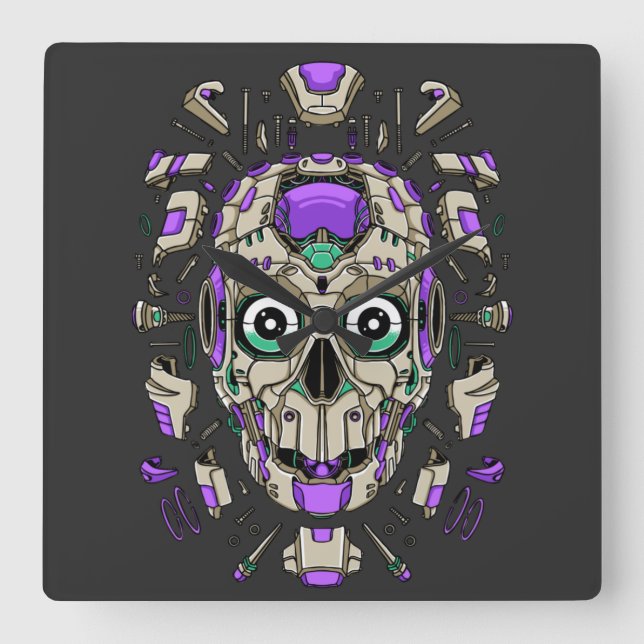 Cyborg Evolution Square Wall Clock (Front)