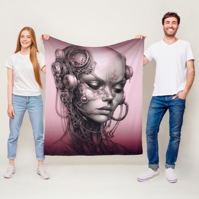 Cyborg Girl Cool Teen Fleece Blanket (In Situ)