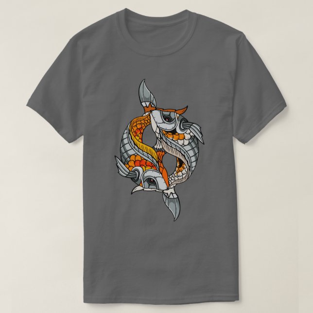 Cyborg Koi Fish Japanese Cyber Aesthetic T-Shirt (Design Front)