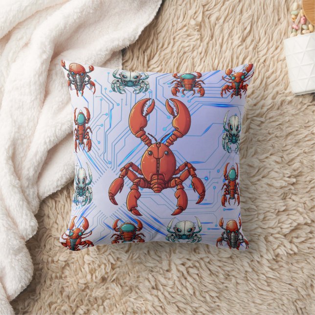 Cyborg Lobster Print Cushion (Blanket)
