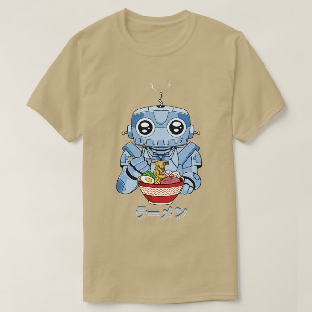 Cyborg Robot Ramen Noodles Cyber Aesthetic T-Shirt (Design Front)