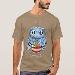Cyborg Robot Ramen Noodles Cyber Aesthetic T-Shirt