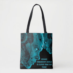 CYBORG ROBOTIC HEAD TOTE BAG