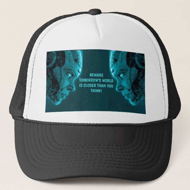 CYBORG ROBOTIC HEAD TRUCKER HAT (Front)