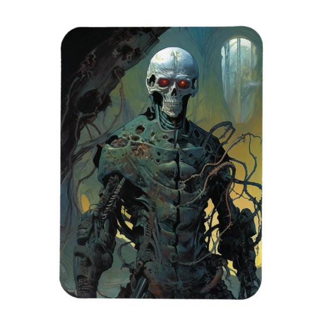 Cyborg Skeleton Futuristic Science Fiction Magnet (Vertical)