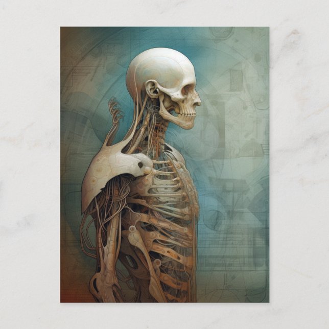 Cyborg Skeleton Futuristic Science Fiction Postcard (Front)