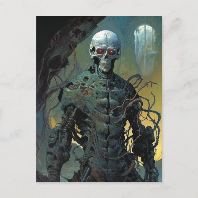 Cyborg Skeleton Futuristic Science Fiction Postcard (Front)