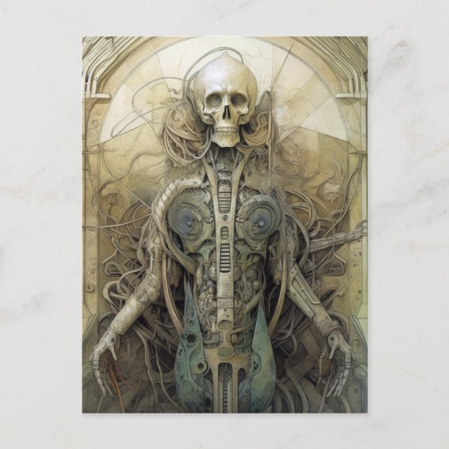 Cyborg Skeleton Futuristic Science Fiction Postcard (Front)