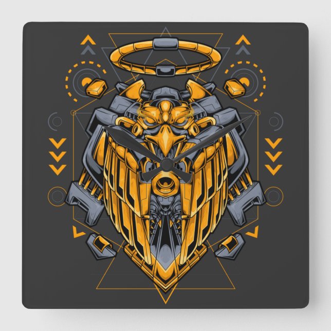 Cyborg Square Wall Clock (Front)