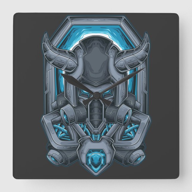 Cyborg Square Wall Clock (Front)