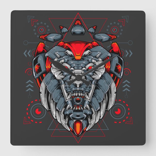 Cyborg Square Wall Clock (Front)
