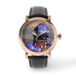 CYBORG TITAN PORTRAIT Blue Science Fiction Scifi Watch