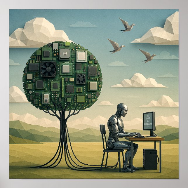Cyborg Under Tree of Circuitry Poster (Front)