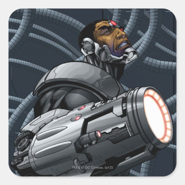 Cyborg & Weapon Bust Square Sticker (Front)