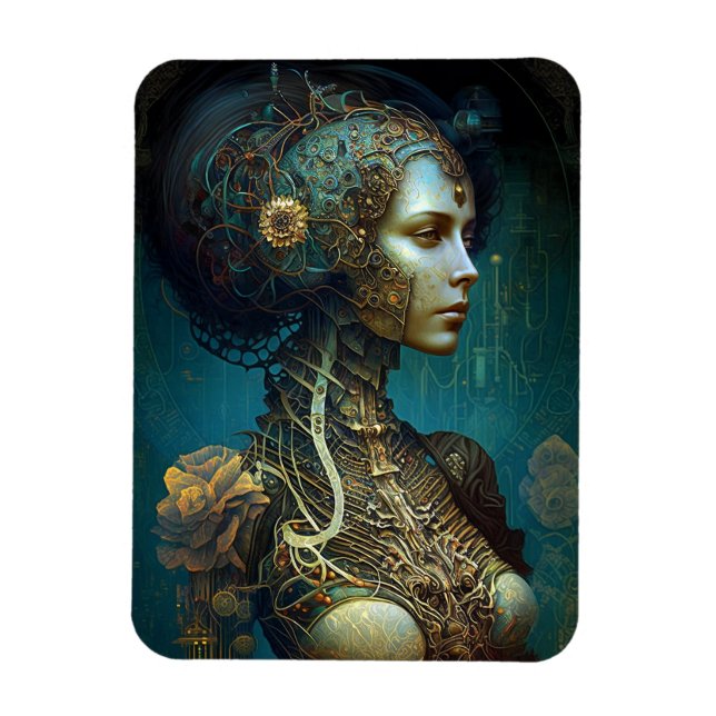 Cyborg Woman Fantasy Sci-Fi Art Magnet (Vertical)