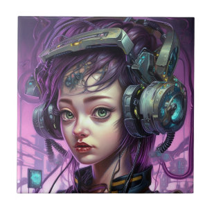 Cyborg Woman Science Fiction Tile