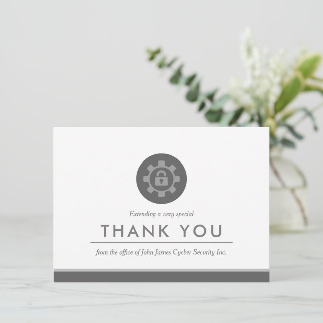Cycber + Network Security | Minimal Flat Thank You Card (Standing Front)