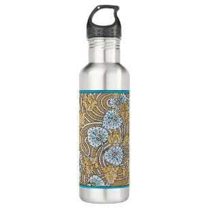 cyclamen blue art nouveau flower botanical 710 ml water bottle