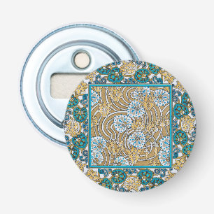 cyclamen blue art nouveau flower botanical bottle opener