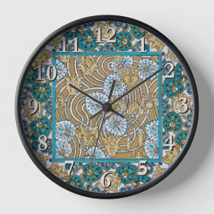 cyclamen blue art nouveau flower botanical clock