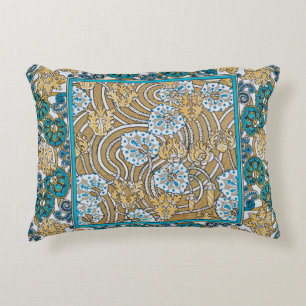 cyclamen blue art nouveau flower botanical decorative cushion