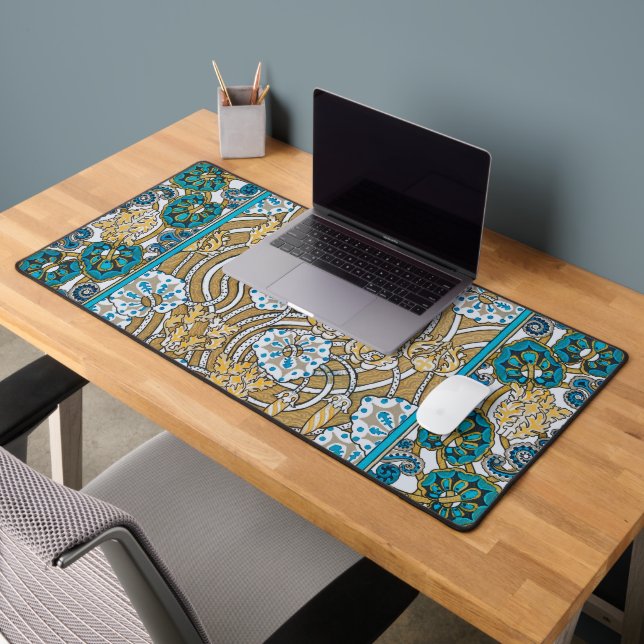 cyclamen blue art nouveau flower botanical desk mat (Office 2)