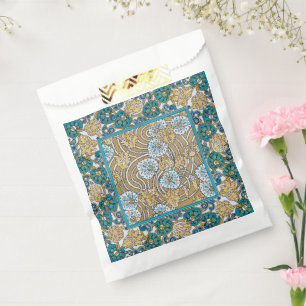 cyclamen blue art nouveau flower botanical favour bags
