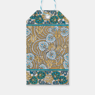 cyclamen blue art nouveau flower botanical gift tags