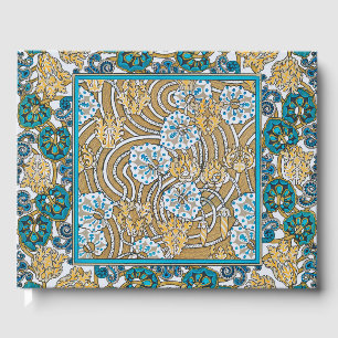 cyclamen blue art nouveau flower botanical guest book