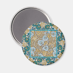 cyclamen blue art nouveau flower botanical magnet