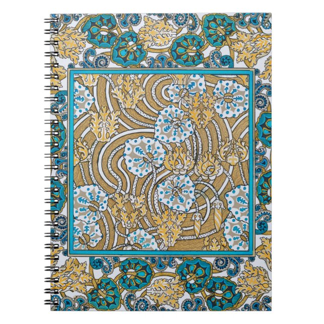 cyclamen blue art nouveau flower botanical notebook (Front)