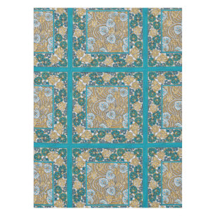 cyclamen blue art nouveau flower botanical tablecloth