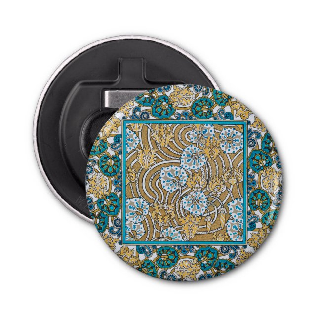 cyclamen blue art nouveau flower wallpaper  bottle opener (Front)