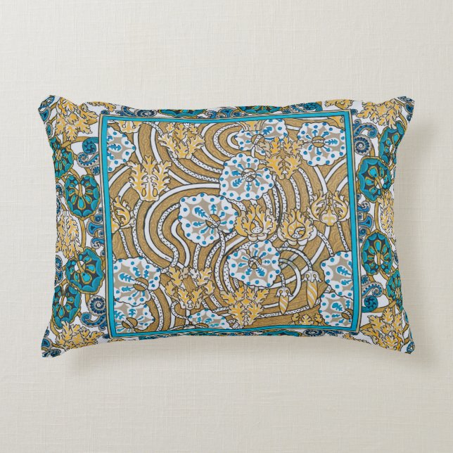 cyclamen blue art nouveau flower wallpaper  decorative cushion (Front)