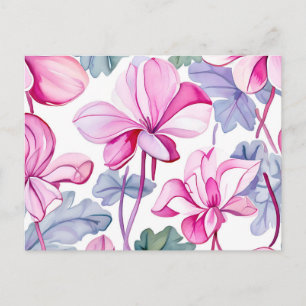 Cyclamen Floral in Delicate Pink and White Postcard