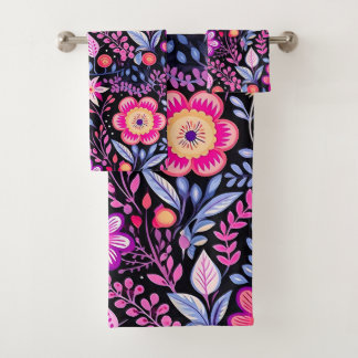 Cyclamen Spring Flowers Pattern Bath Towel Set