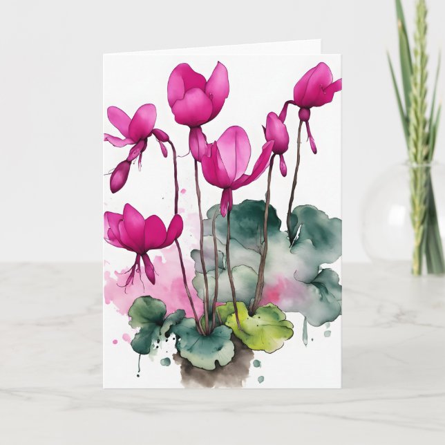 Cyclamen - Watercolor flowers Card (Front)