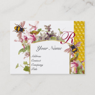 Cyclamens,Honey Bees,Beekeeper,Beekeeping Monogram Business Card