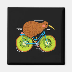 Cycle New Zealand Funny Kiwi On A Bicycle Design I Magnet