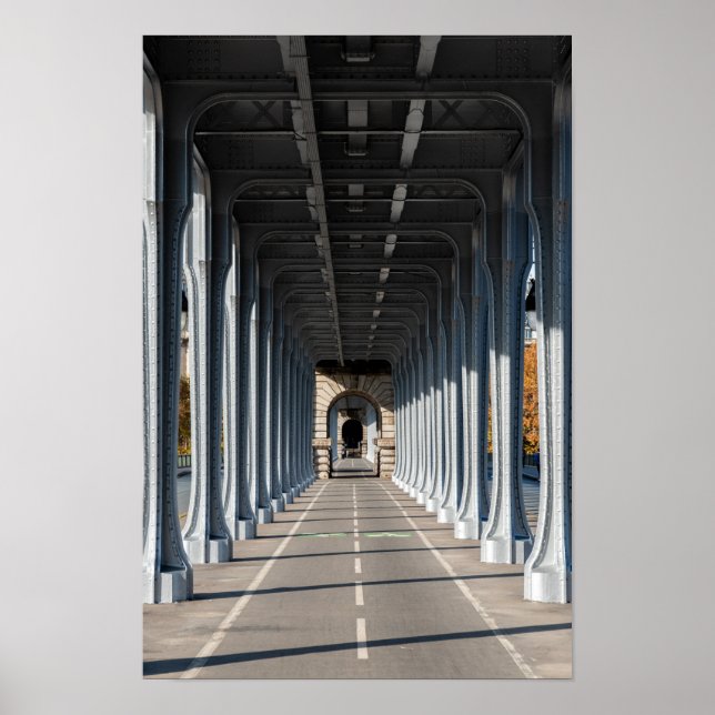 Cycle Path on the pont Bir-Hakeim - Paris, France Poster (Front)