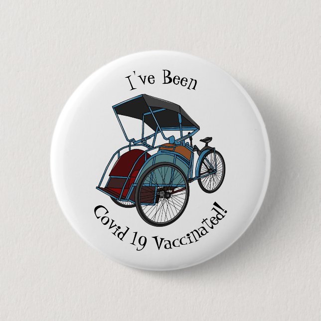 Cycle rickshaw cartoon illustration 6 cm round badge (Front)