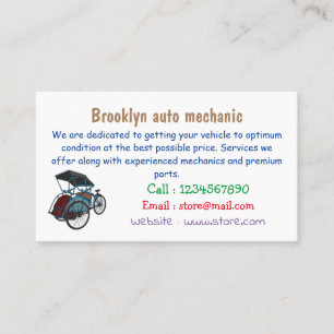 Cycle rickshaw cartoon illustration business card