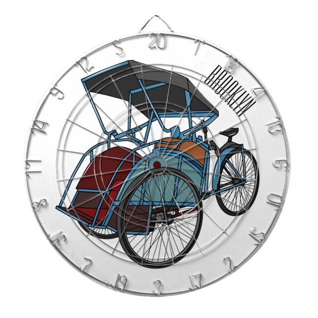 Cycle rickshaw cartoon illustration dartboard (Front)