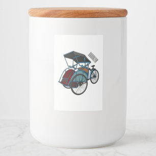 Cycle rickshaw cartoon illustration food label