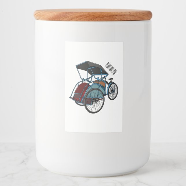 Cycle rickshaw cartoon illustration food label (Front)
