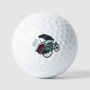 Cycle rickshaw cartoon illustration golf balls