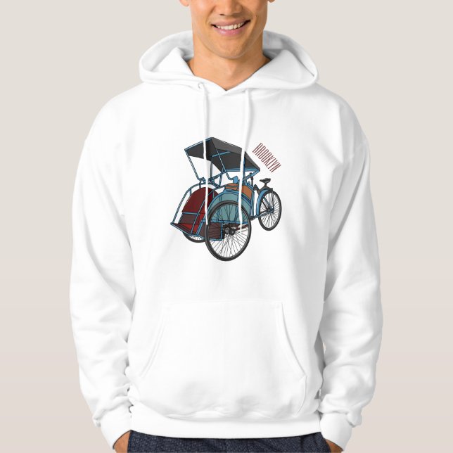 Cycle rickshaw cartoon illustration hoodie (Front)