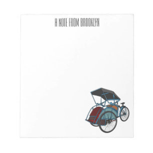 Cycle rickshaw cartoon illustration notepad